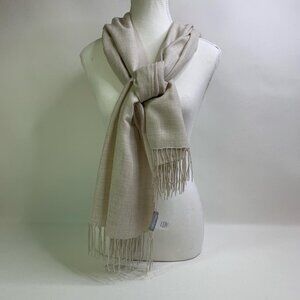 Nordstrom Wool-Cashmere Scarf – Neutral Cozy Fringe Wrap 78x29